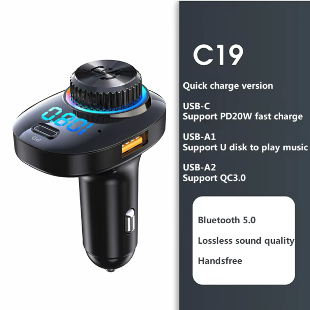 Bluetooth FM LED Transmiter C19 crni - 614209
