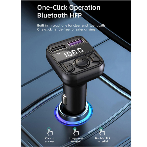 Bluetooth FM LED Transmiter C44 5V/ 3.1A crni - 612002