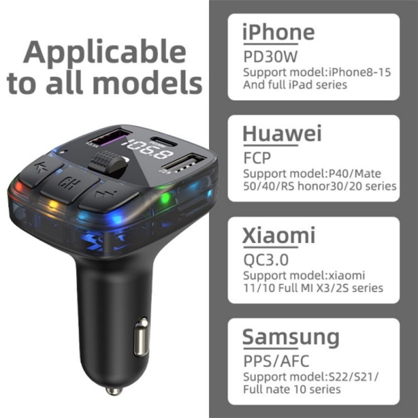 Bluetooth FM LED Transmiter C57 crni - 614210