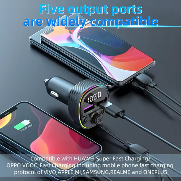 Bluetooth FM LED Transmiter CS2 66W crni - 614208