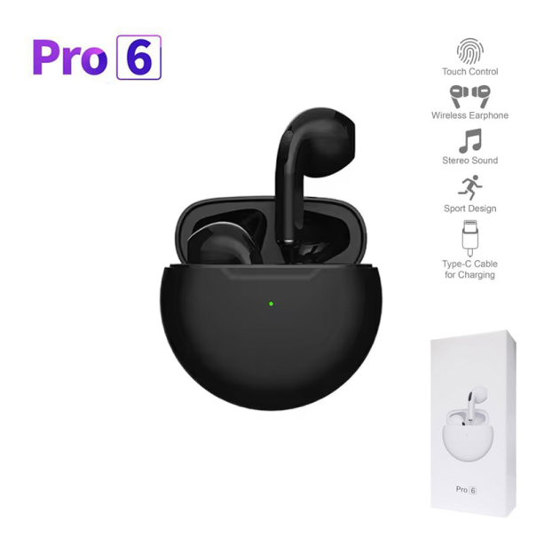 Bluetooth slušalice AirPhones Pro 6 HQ crne - 612075
