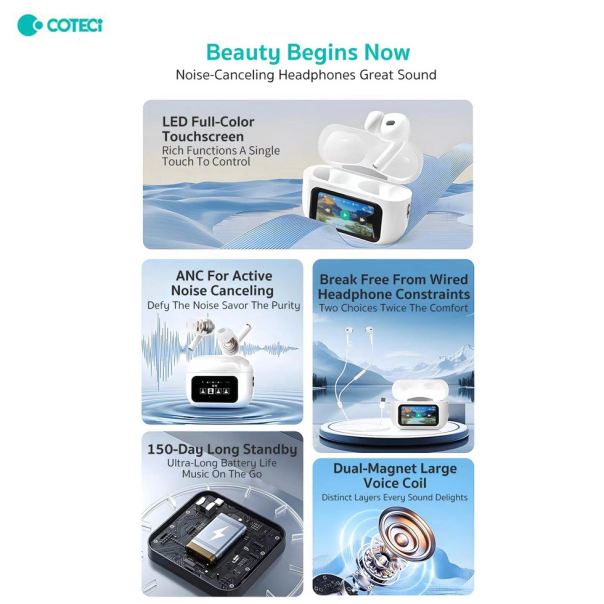 Bluetooth slusalice Coteci MS-028 AI bele - 222497