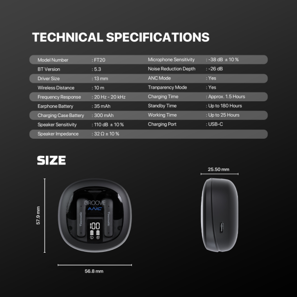Bluetooth slušalice Fantech FT20 Groove ANC crne - 223718