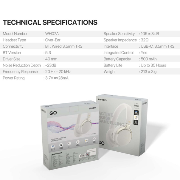 Bluetooth slušalice Fantech GO Flow WH07A crne - G621917