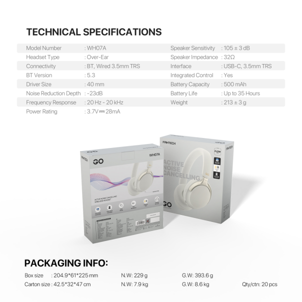 Bluetooth slušalice Fantech GO Flow WH07A sive - 220825