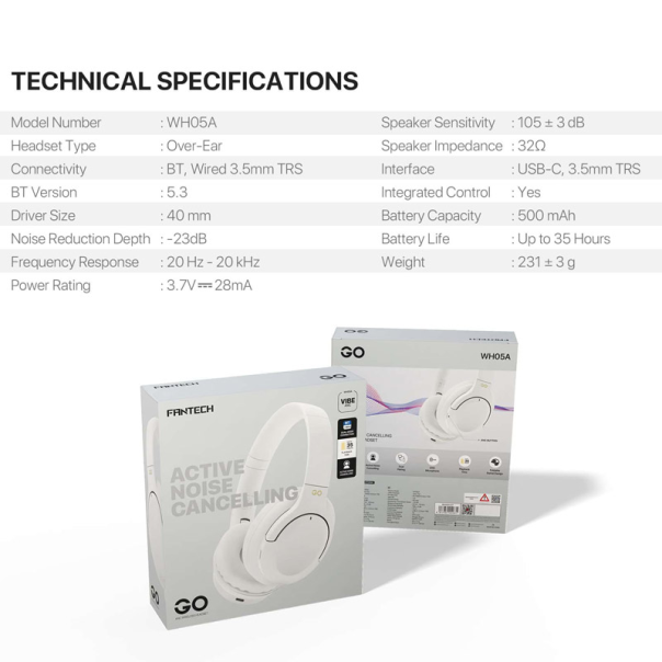 Bluetooth slušalice Fantech GO Vibe WH05A crne - G220823