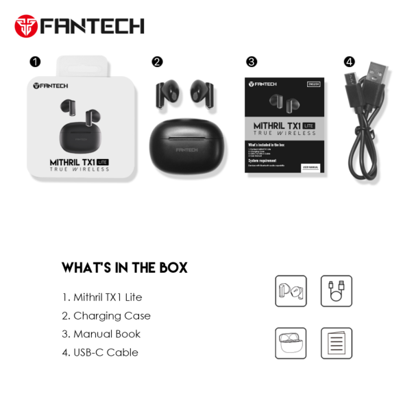 Bluetooth slusalice Fantech TX1 Lite Mithril bez - 210370