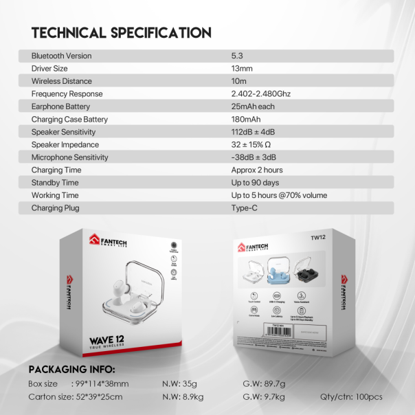 Bluetooth slusalice Fantech Wave 12 bele - 211118