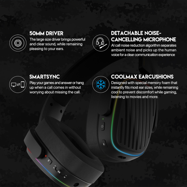 FANTECH Bežične gaming slušalice WHG02 Harmony, crna - 217308