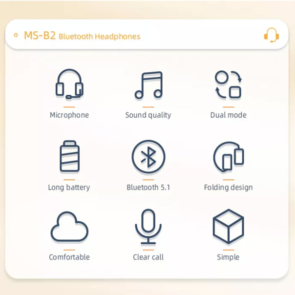 Bluetooth slušalice MS-B2 sa mikrofonom roze zlatna - 056988