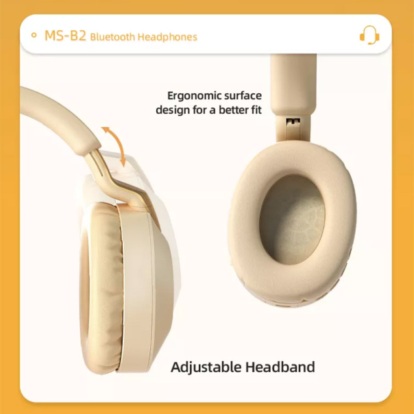 Bluetooth slušalice MS-B2 sa mikrofonom roze zlatna - 056988