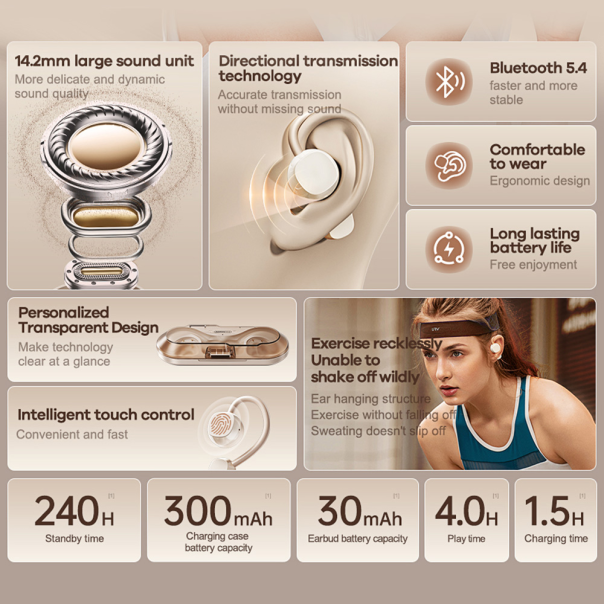 Bluetooth slušalice REMAX OWS OpenBuds P8 krem - 221106