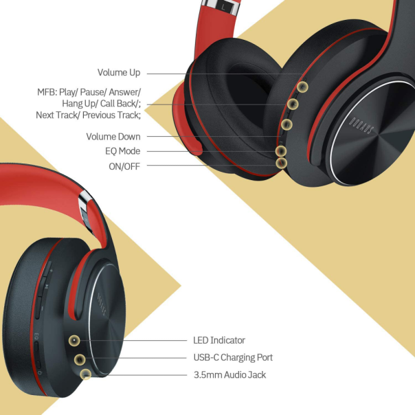 Bluetooth slusalice DOQAUS VOUGE 5 crvene - 207840