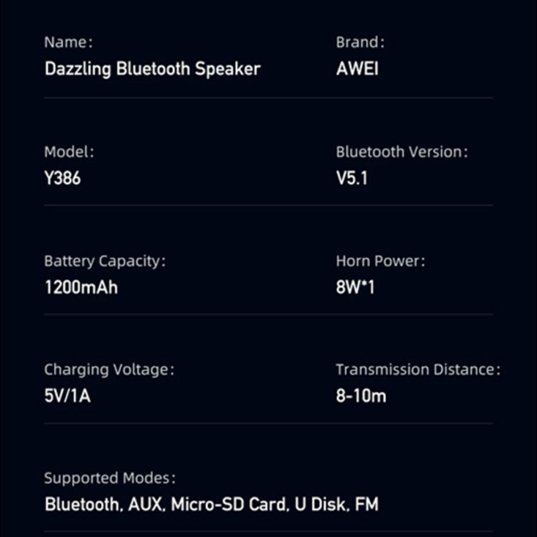 Bluetooth zvučnik Awei Y386 - 607930