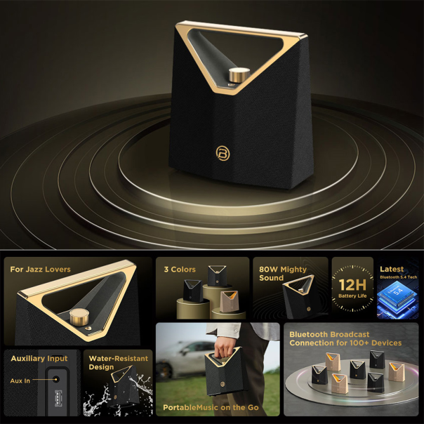 Bluetooth zvučnik BUGANi Brief Plus BS12304 crno-zlatni - 222417
