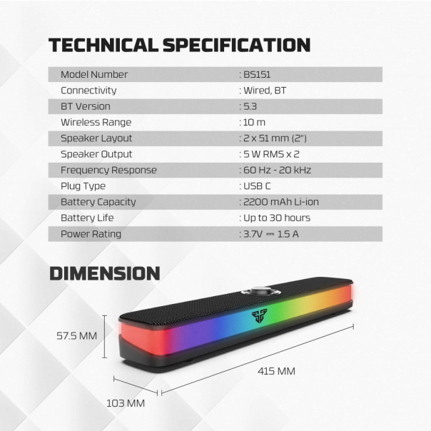 Bluetooth zvučnik Fantech BS151 GROOVE BAR PRO crni - 220826
