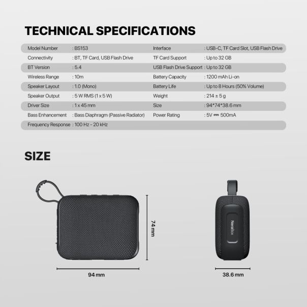 Bluetooth zvučnik Fantech BS153 NeraBox sivi - 224127