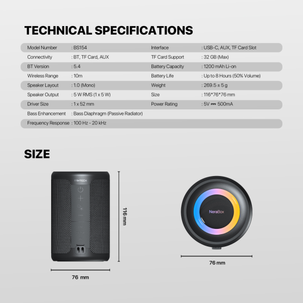 Bluetooth zvučnik Fantech BS154 NeraBox sivi - 224129