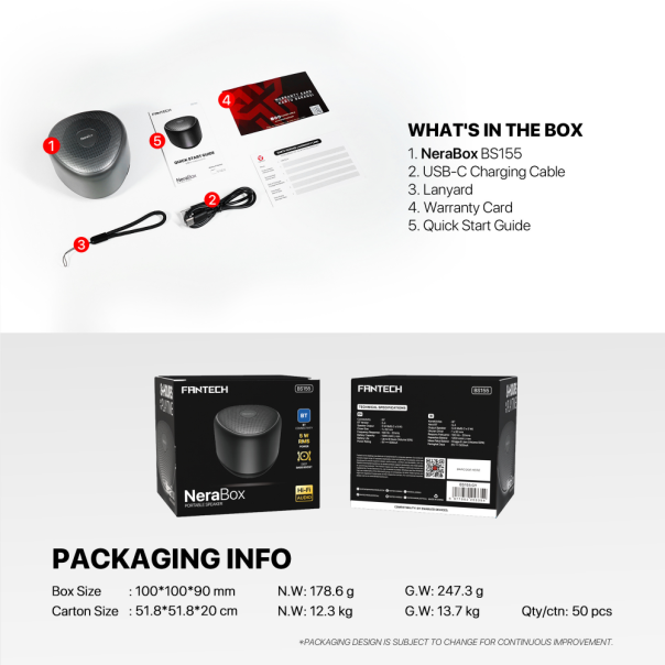 Bluetooth zvučnik Fantech BS155 NeraBox crni - 224130