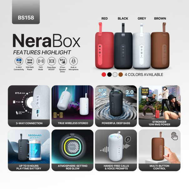 Bluetooth zvučnik Fantech BS158 NeraBox braon - 224135