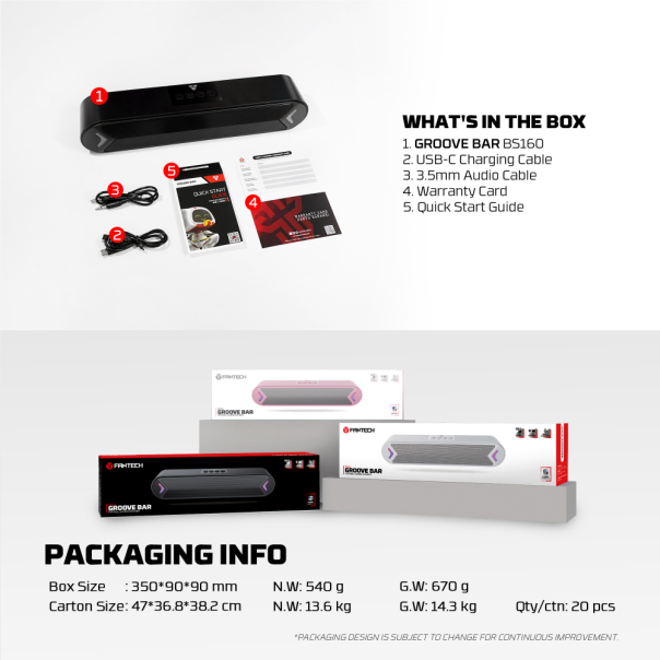 Bluetooth zvučnik Fantech BS160 GROOVE BAR pink - 224145-1