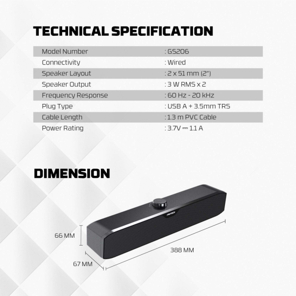 Laptop zvucnik Fantech GS206 GROOVE BAR LITE crni - 218383