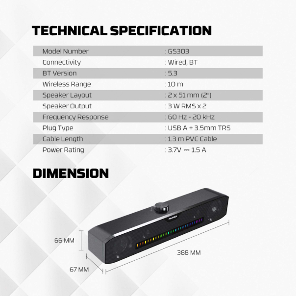 Bluetooth zvucnik Fantech GS303 GROOVE BAR crni - 218384