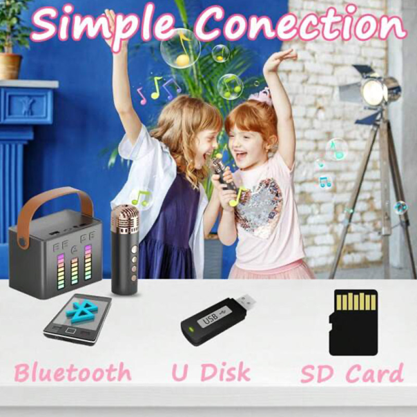 Bluetooth zvučnik karaoke set sa mikrofonom Q-2 roze - 606749