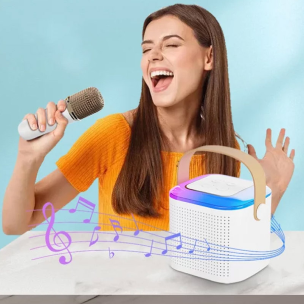 Bluetooth zvučnik karaoke set sa mikrofonom Y-1 beli - 606748