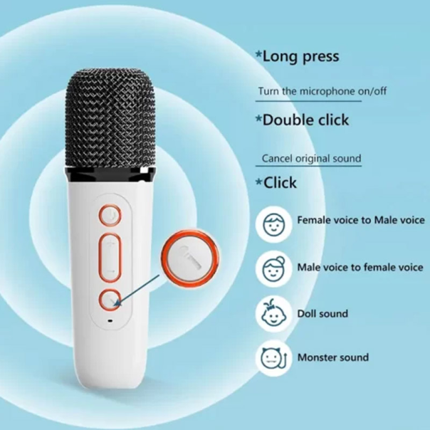 Bluetooth zvučnik karaoke set sa mikrofonom Y-1 beli - 606748