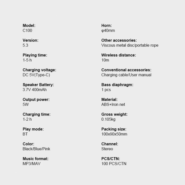 Bluetooth zvučnik Kisonli C100 mint - 223081