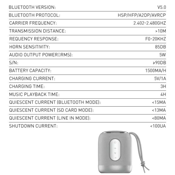 Bluetooth zvu?nik LDNIO BTS 12, 5W, sivi - 216149-1