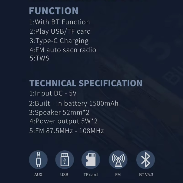 Bluetooth zvučnik WS-X65 plavi - 223275