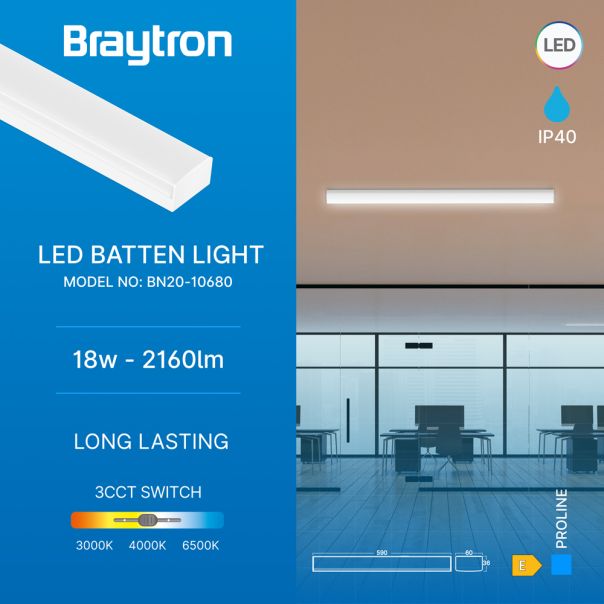 BRAYTRON LED zidna svetiljka BRY-PROLINE-PT-18W-0.6MT-WHT-3IN1 - BN20-10680