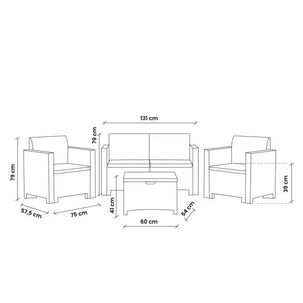 BICA Baštenska garnitura Nebraska 2, krem - EP2964114