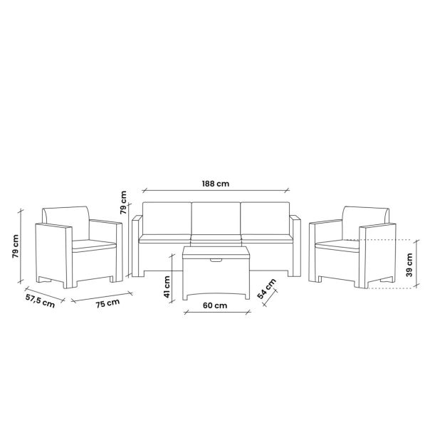 BICA Baštenska garnitura Nebraska 3, krem - EP2964117