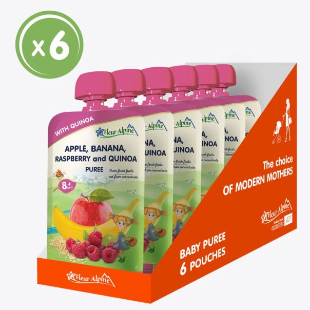 Fleur Alpine organski pire sa malinom i kinoom 8+, 120 g x 6 kom - 000382-6