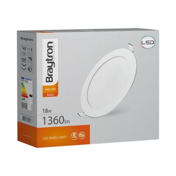 BRAYTRON Ugradni LED panel BRY-SMD-CRD-18W-8INC-WHT-4000K - BP01-31810