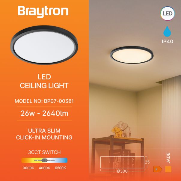 BRAYTRON LED plafonjera BRY-JADE-SLR-BLC-RND-26W-3u1 - BP07-00381