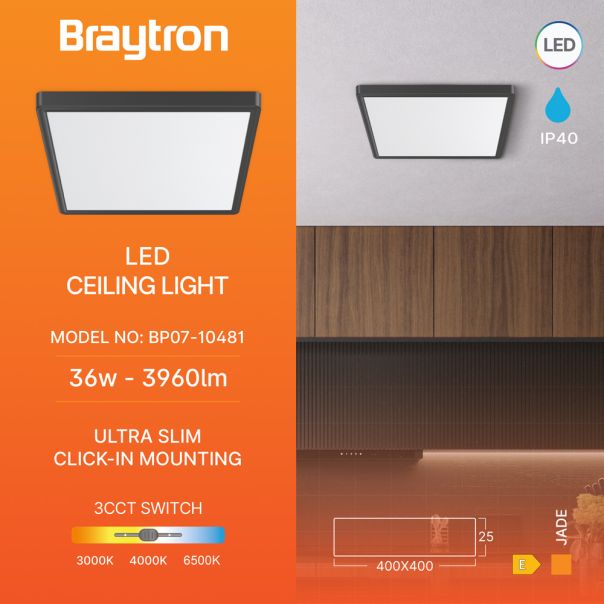 BRAYTRON LED plafonjera BRY-JADE-SLR-BLC-SQR-36W-3u1 - BP07-10481