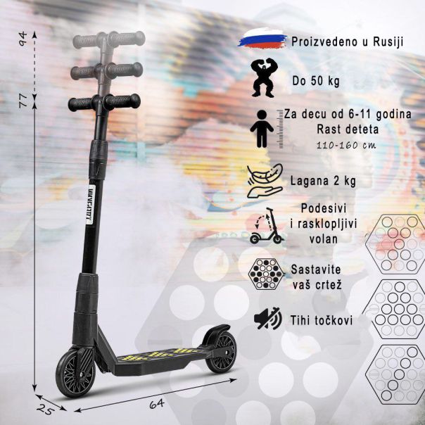 DERZKY Trotinet Bro 6-11 godina crna - Bro-01-19