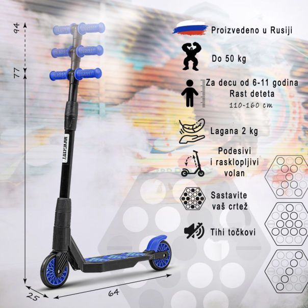 DERZKY Trotinet Bro 6-11 godina, plava - Bro-03-50