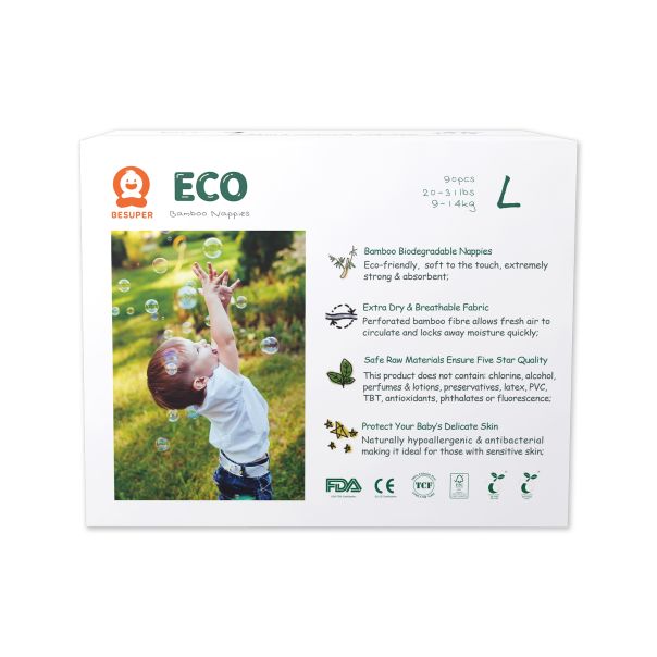 BESUPER ECO Bamboo Pelene L (9-14 kg) 90 kom - BSE-P-L
