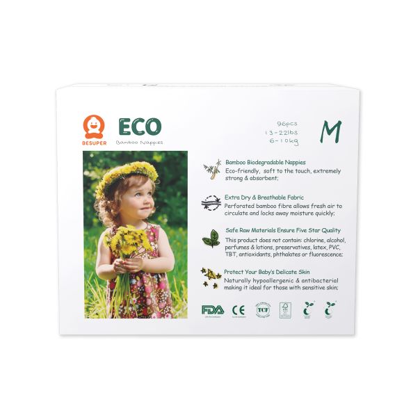 BESUPER ECO Bamboo Pelene M (6-11 kg) 96 kom - BSE-P-M
