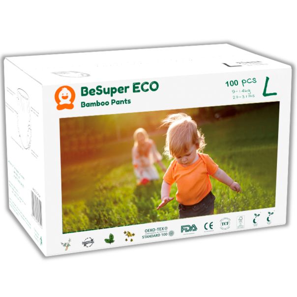BESUPER ECO Bamboo Pelene-Gaćice L (9-14 kg) 100 kom - BSE-PG-L