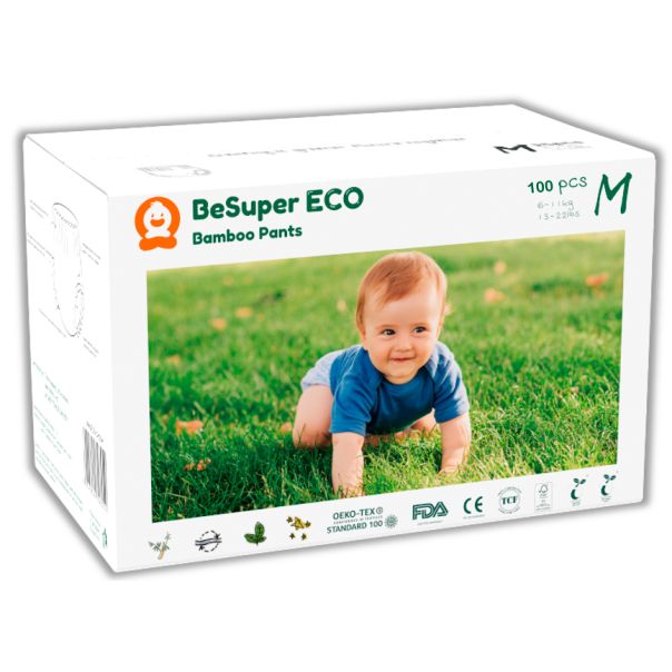 BESUPER ECO Bamboo Pelene-Gaćice M (6-11 kg) 100 kom - BSE-PG-M