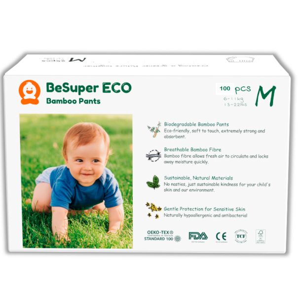 BESUPER ECO Bamboo Pelene-Gaćice M (6-11 kg) 100 kom - BSE-PG-M