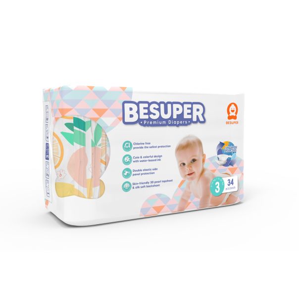 BESUPER Premium Pelene 3 (M, 6-11 kg) 34 kom - BSP-P-3M