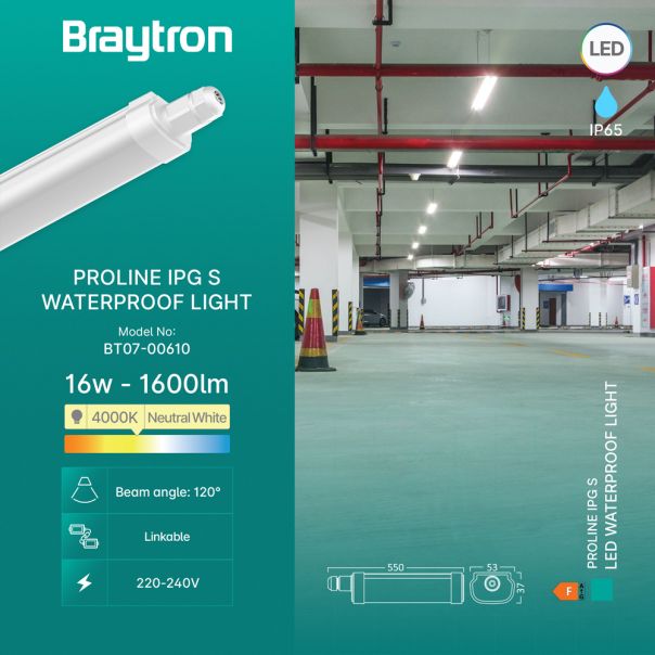 BRAYTRON Vodootporna LED svetiljka BRY-PROLINE-IPG-S-16W-4000K-IP65 - BT07-00610