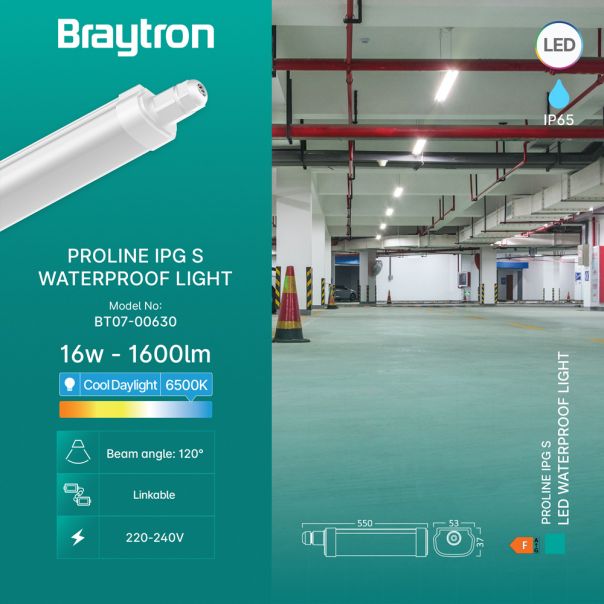 BRAYTRON Vodootporna LED svetiljka BRY-PROLINE-IPG-S-16W-6500K-IP65 - BT07-00630
